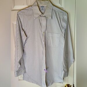 Brooks Brothers Regent Non-Iron Supima Shirt - Cream/Navy Grid, 15 1/2 - 32